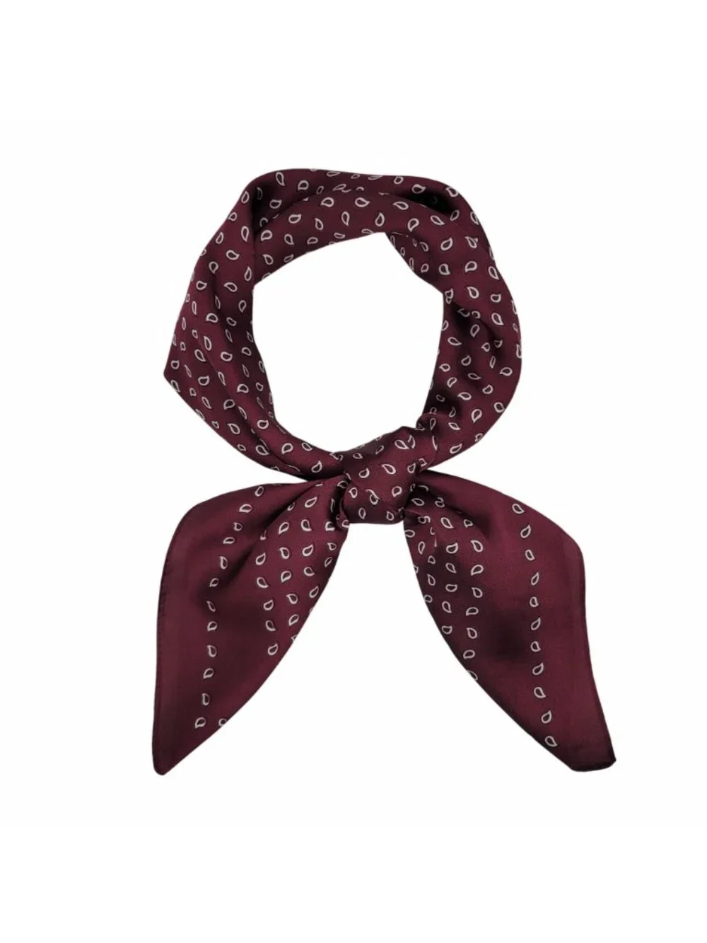 ❤️NEW Silky Square Scarf Soft Burgundy Maroon Teardrop Paisley Foulard Hijab❤️